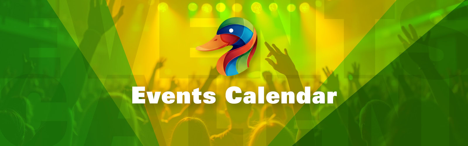 Colourful duck mascot overlaid on a vibrant crowd background for Fleckney Today’s community events calendar, highlighting local events and activities in Fleckney.