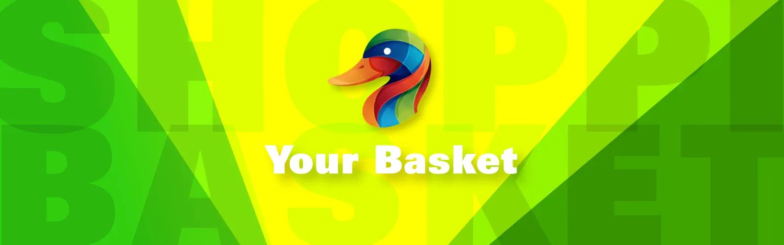 A vibrant graphic featuring a colourful basketball bouncing on a bright green and yellow background with text "Your Basket".